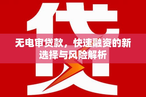 郫县无电审贷款，快速融资的新选择与风险解析