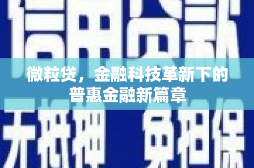郫县微粒贷，金融科技革新下的普惠金融新篇章